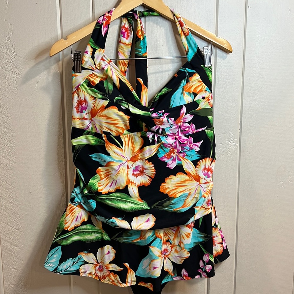 Jaclyn Smith Floral Ruffle Swim One Piece